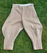 Vintage Men's Harkaway Beige Button Fly Elephant Ear Wool Breeches-32" Waist