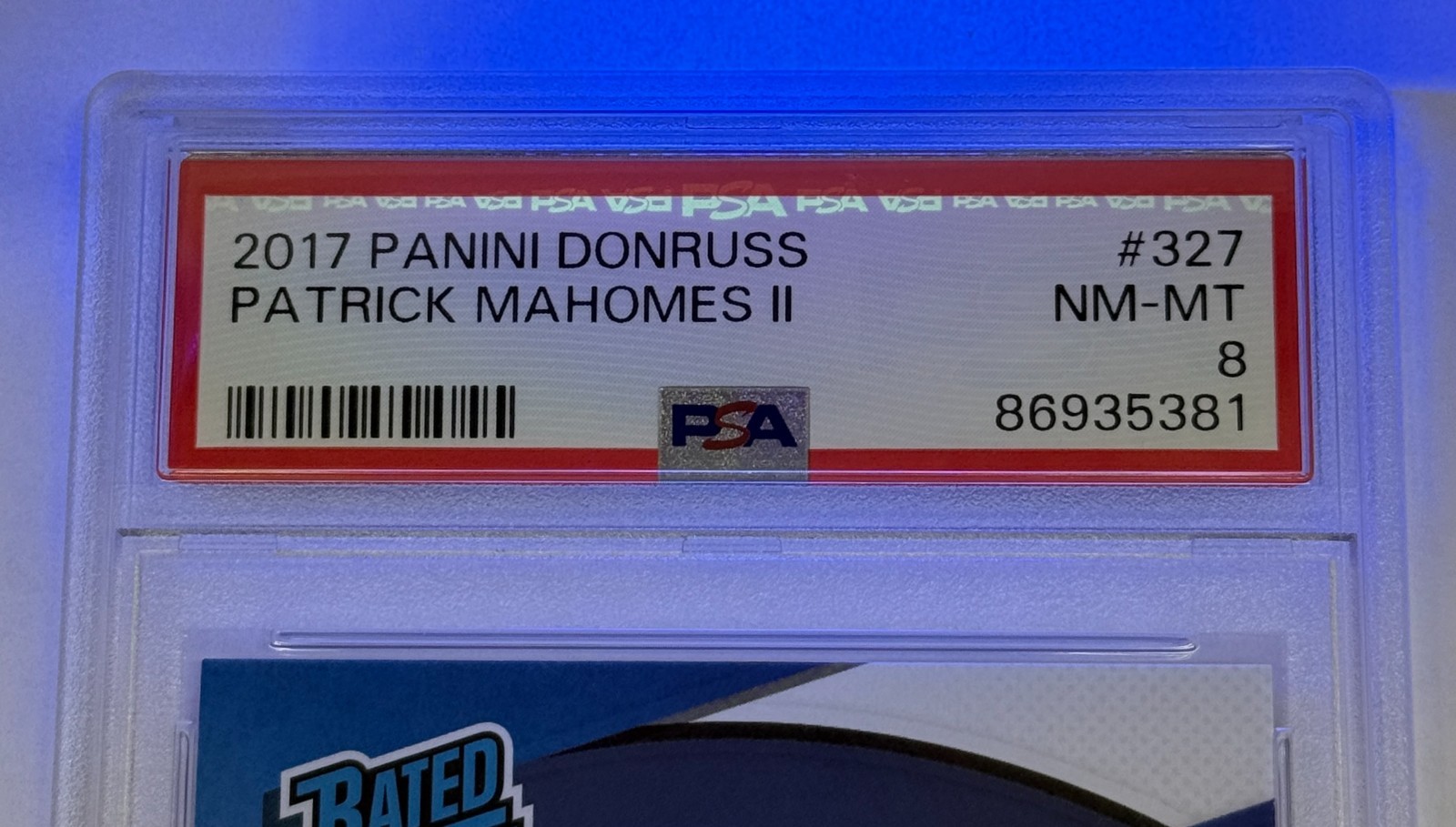 2017 Panini Donruss #327 Patrick Mahomes Rated Rookie PSA 8 NM-MT  view 8