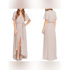 Show Me Your MuMu Taupe Sofia Wrap Dress Size Large