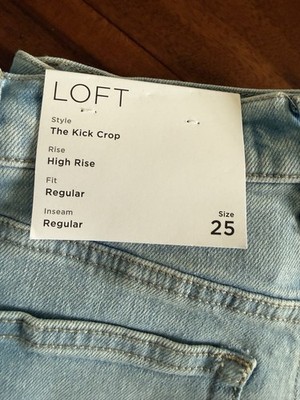 LOFT HIGH RISE KICK CROP JEANS LIGHT WASH SZ 25 NWT $94.95