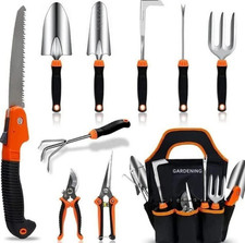 Garden Tool Set 10 PCS Stainless Steel Heavy Duty w/ Soft Rubberized Non-Slip