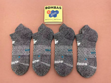 4 Pack Bombas Socks Men's Ankle Running beehive Size Large 9-13 Grey