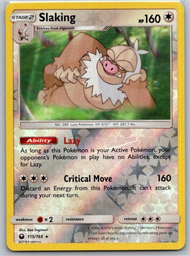 Slaking 115/168 Rare Celestial Storm Pokemon Reverse Holo Near Mint