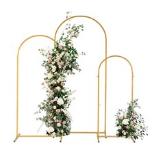 Golden Arch Backdrop Stand Set of 3 6FT, 5FT, 4FT Wedding Arched Metal Frame