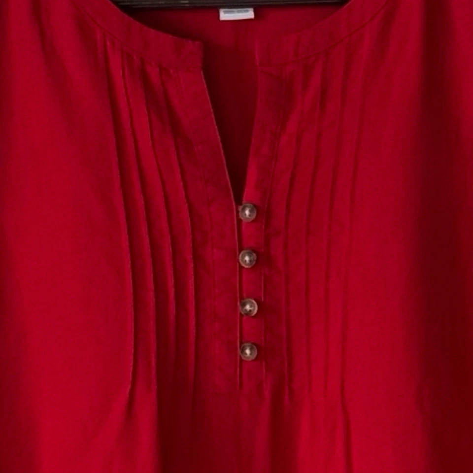 Liz Claiborne Dress Red Linen Blend Pockets Pintuck Resort Garden Party Sz XL - Image 4 of 4