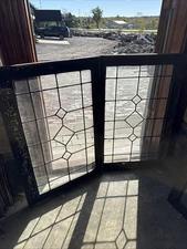 SG5146 Two Av price each antique leaded glass Transom Window 23 x 34.5