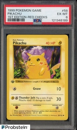 1999 Pokemon Game 1st Edition #58 Pikachu Red Cheeks PSA 6 EX-MT