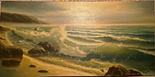 Original Edward Barton Seascape Oil Painting – Large 48" x 24"