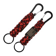 2Pcs Paracord Keychains, Paracord Keychain with USA Flag, Red Black Camouflage