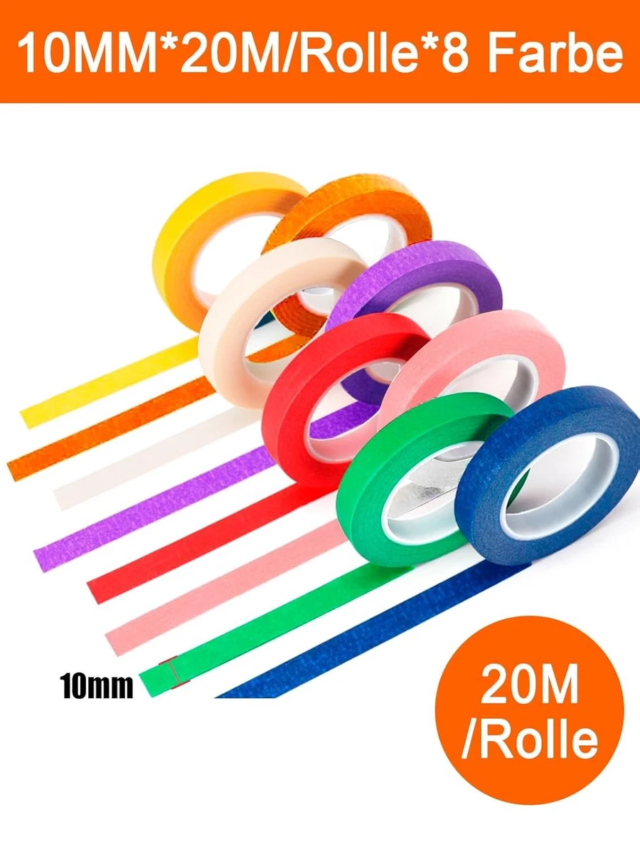 8tlg/20m Malerkrepp Malerbedarf Abklebeband Abdeckband Kreppband DIY Handwerk Pa
