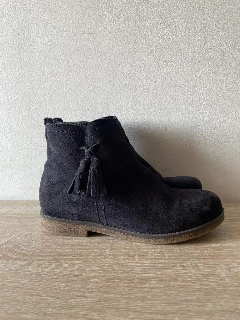 NEXT TEEN NAVY BLUE FAUX SUEDE SIDE ZIP UP CHELSEA ANKLE BOOTS UK