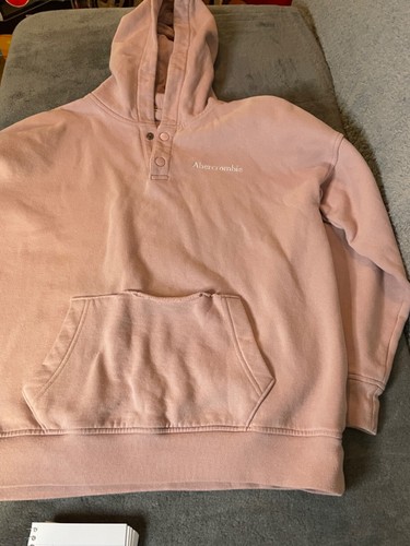 Abercrombie Kids Hoodie Pullover Sweatshirt Boys 15/16 Dusty Pink Frt Pocket Rip - Picture 5 of 15