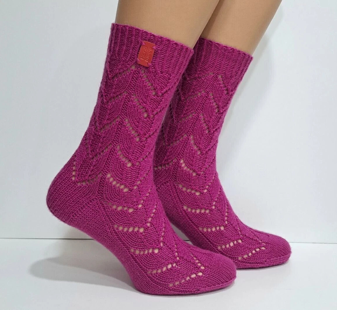 Womens socks size 7-9 Handmade wool socks Hand knit socks Crimson socks
