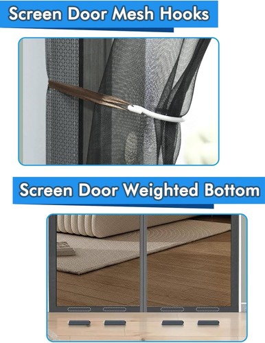 Magnetic Screen Door Fit Size 38x82 Inch, Fiberglass Black  - Bild 6 von 7