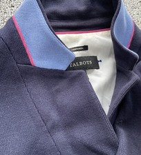 Talbots Aberdeen Blazer Women’s 14 Blue Cotton Bow Tie Print Lined Career Preppy