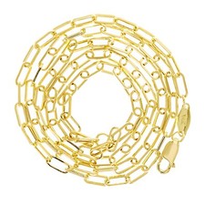 Italian 14k Yellow Gold Hollow Paper Clip Link Chain Necklace 20" 2.5mm 2.4grams