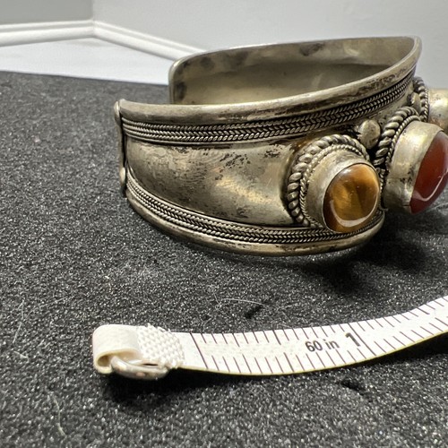 Handgefertigtes Armband aus Sterlingsilber Tigerauge und Granat. Stamm oder Einheimischer? 51,7 g - Bild 18 von 23