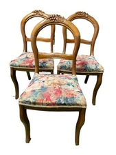 Louis Philippe Style Mid Century Carved Walnut Dinning Chairs (Set of 3)