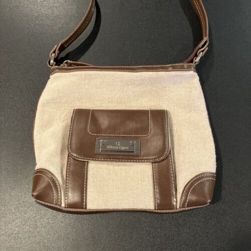 Etienne Aigner Brown Leather and Canvas Handbag Purse Shoulder Bag Wallet Clutch