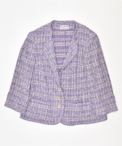 GIORGIO GRATI Womens 3 Button Blazer Jacket IT 46 Large Purple Cotton QB44 - Picture 1 of 4