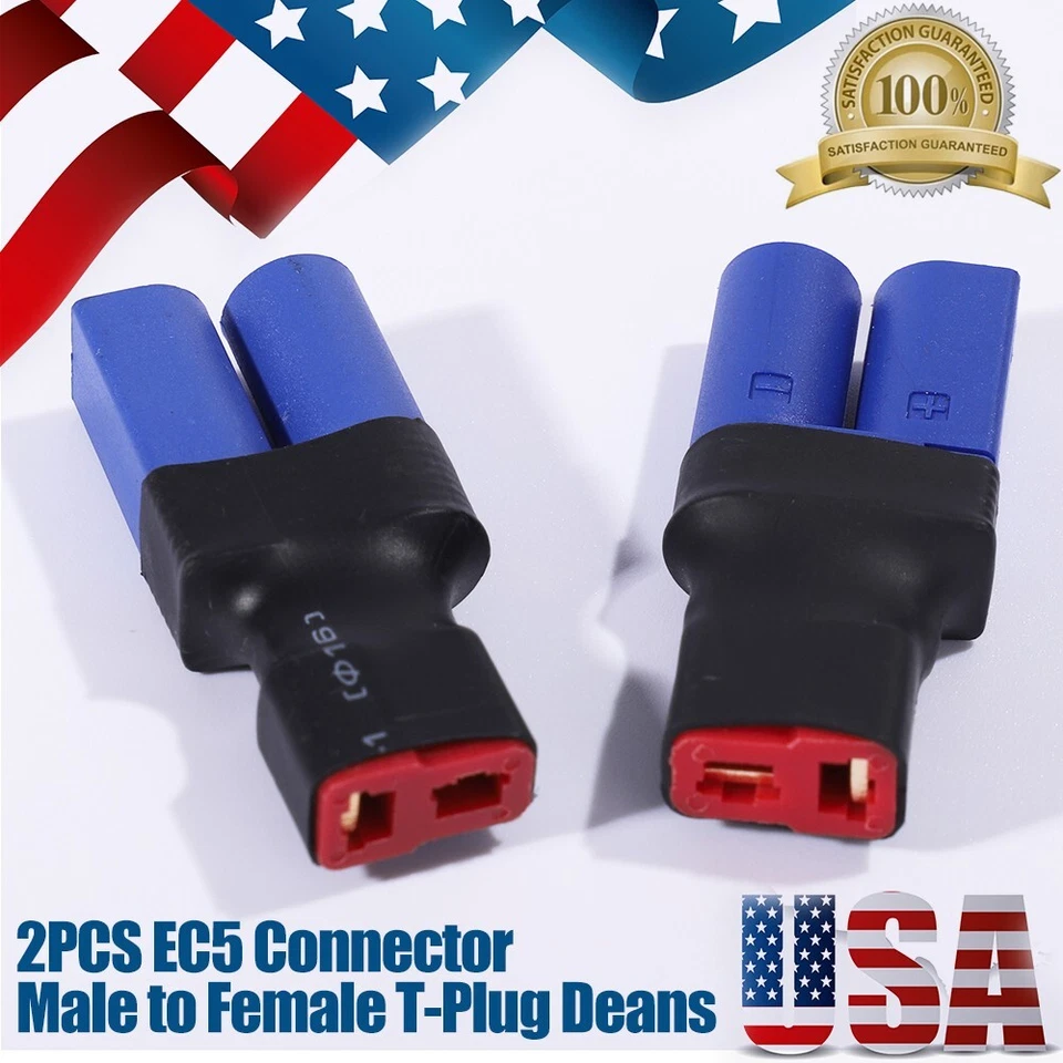 2 Pcs EC5 Male to Female Deans T-Plug Adapter Connector for RC Lipo Battery - Image 4 of 4