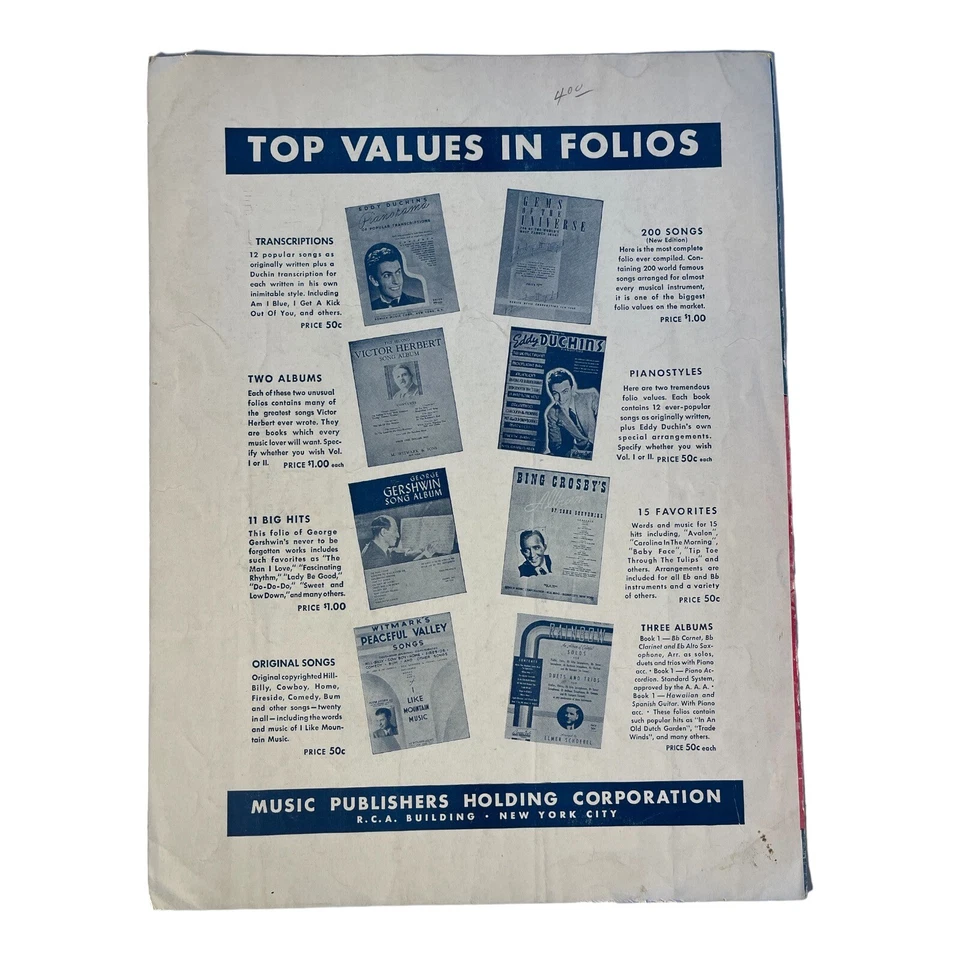 Partituras Moonlight And Tears Four Mothers Warner Bros Scholl Roemheld 1940 Foto 2 de 4