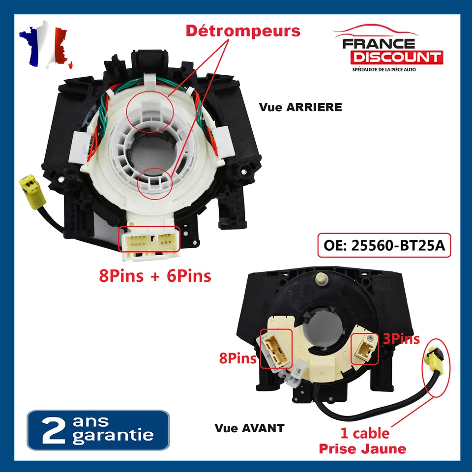 Contacteur Tournant Ressort pour Nissan Qashqai +2 J10 = 25560BT25A 25560BT23A - Photo 1/4