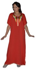 Moroccan Caftan Women kaftan Abaya Beach Cover Summer Long Dress Cotton Red