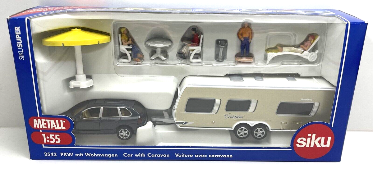 Siku - Porsche Cayenne Turbo with Camper - 1:55 Scale - #2542 | eBay