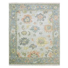 8' x 10' Gray Soft Wool Hand Knotted Oushak Salt and Pepper Design Rug R75186