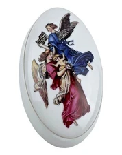 Reutter Porzellan Germany Trinket Box Fine Porcelain Angel Cherub Oval Vanity