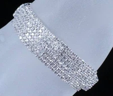 PARTY CLEAR AUSTRIAN CRYSTAL RHINESTONE BRACELET BANGLE WED BRIDAL B2199 SILVER