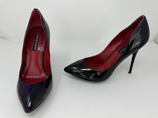 Vtg 90s Charles Jourdan Black Iridescent Patent Leather Stiletto Pumps Sz 7 1/2