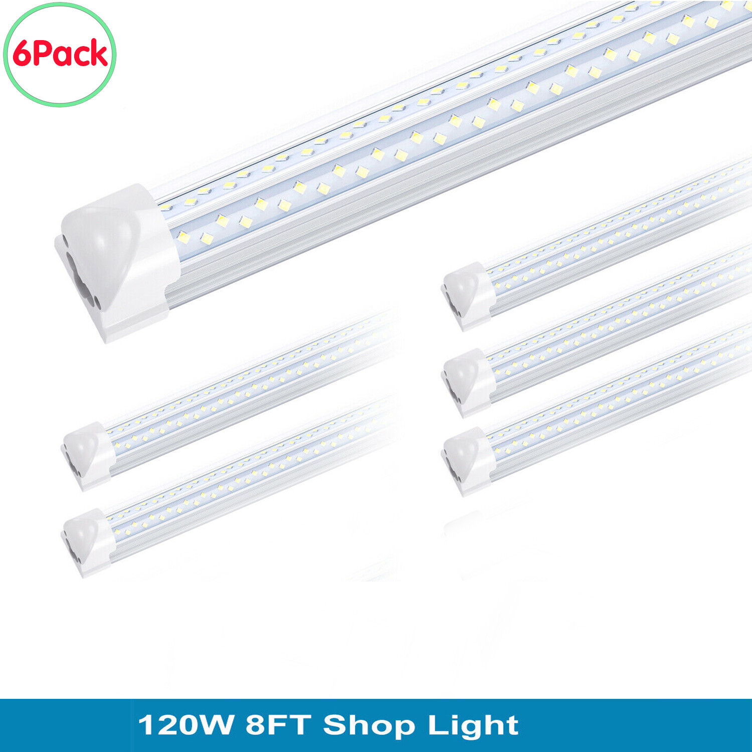 6Pack Led Shop Light Fixture 8FT T8 integration Led Tube Light 120W 8 Foot Light
