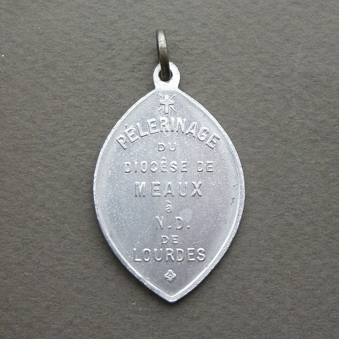 French Alu Religious Pendant Virgin Mary Notre Dame of Lourdes Medal ...