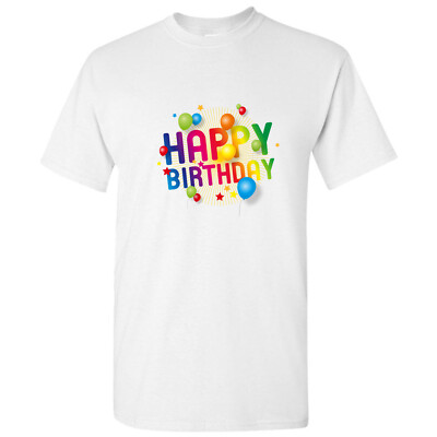 Happy Birthday 3D Party Balloon Regular Men Basic T Shirt Tee Top S - 5XL Cotton