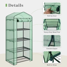 4 Tier Mini Greenhouse Indoor Outdoor Portable Waterproof Green House w/PE Cover