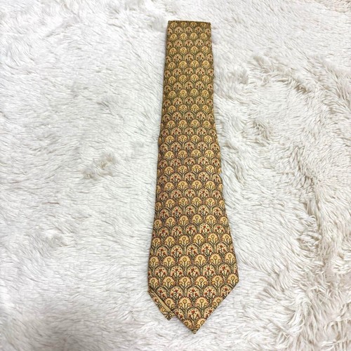 HERMES Floral Small Flower Pattern 100% Silk Tie Men Yellow Red Genuine USED - Picture 7 of 7
