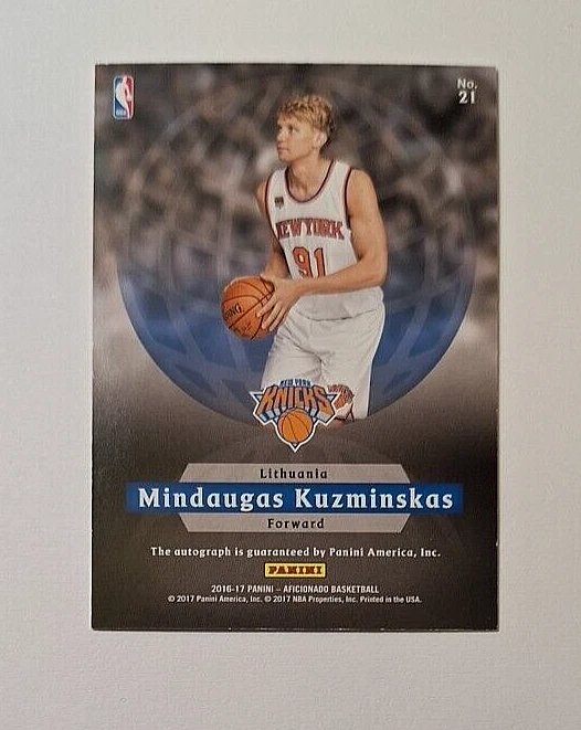 2016-17 Panini Aficionado International Ink Mindaugas Kuzminskas Auto #107/249 - Image 3 of 3