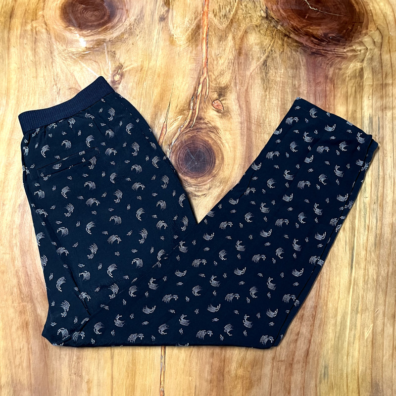 & Other Stories Women's Pants 4 Shooting Star Print Pull on Elastic Black H3-17