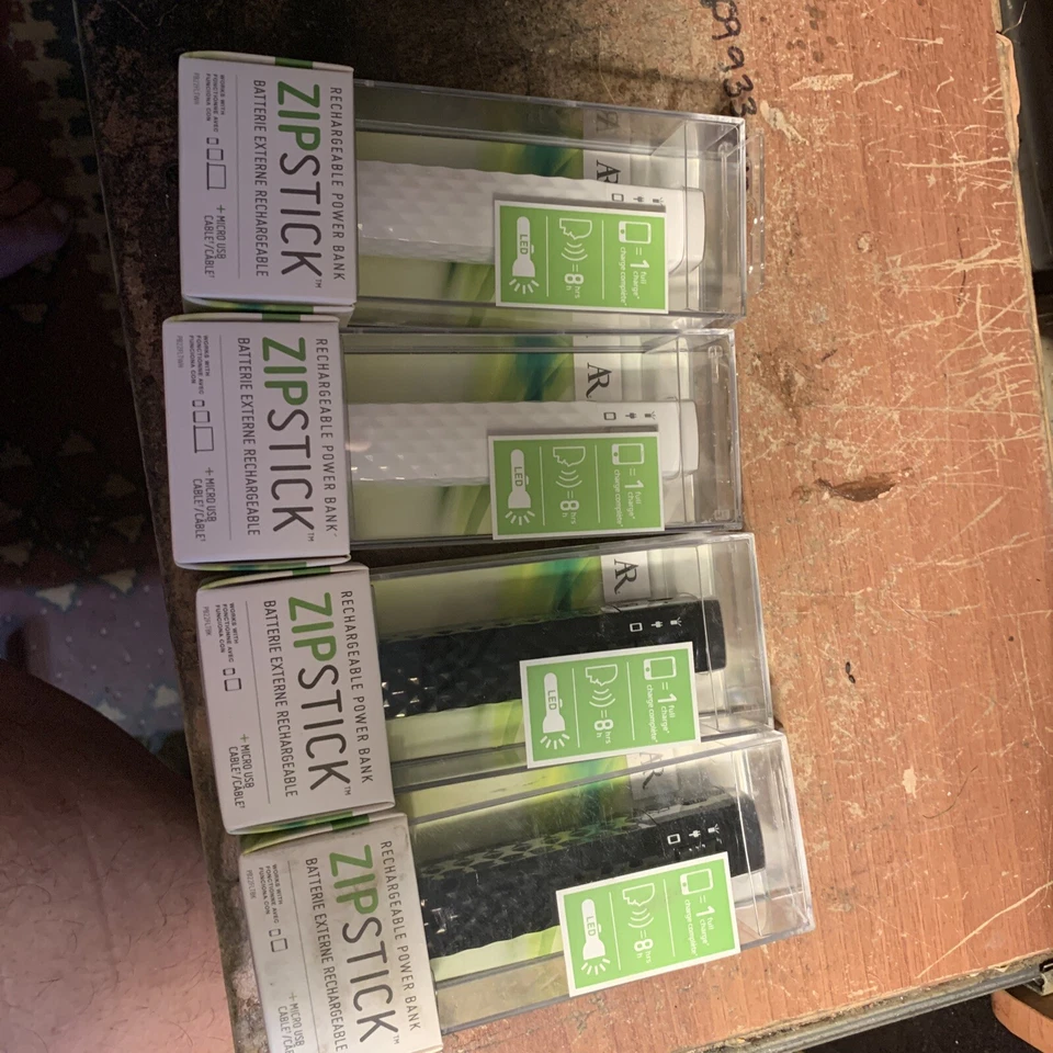 LOTE DE (4) AR Banco de Energía Recargable ZipStick Linterna Modo Pánico Móvil Foto 2 de 4