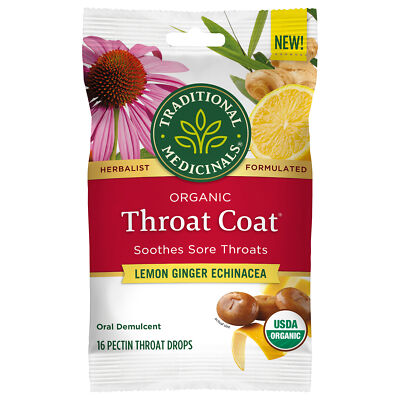 Traditional Medicinals Lozenge Lemon Ginger Echinacea 16 pieces (Pack of 12)