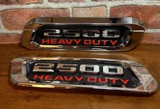 2 pack HEAVY DUTY Emblem Left Right Side RAM 2500 Hood Chrome Red NEW