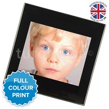  Personalised Custom Photo Glass Coasters Drink Mats Gift Set | Black