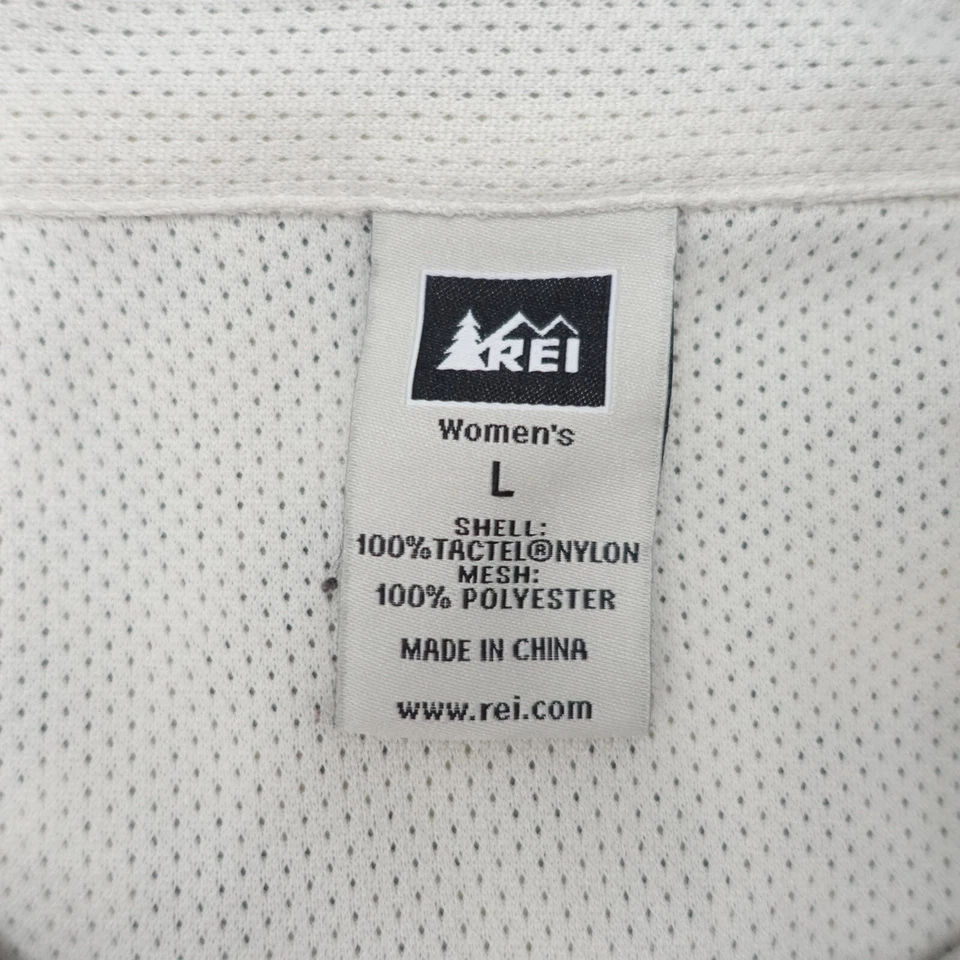 Rei 衬衫女式大号灰色花卉触觉尼龙户外短袖纽扣前襟 — 第 3/4 张图片