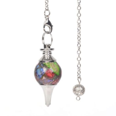 40mm Gemstone crystal healing point Metaphysical Chakra Reiki pendulum 6'' Chain