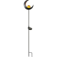 Star Melilla Led Solar Stab Garten Leuchte Deko Mond Licht Schwarz Crackle Glas