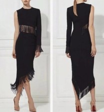  380 MISHA COLLECTION "Lana" fringe cutout dress Sz US 2