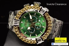Invicta Mens Bolt HERC 54mm Chronograph  Green Dial Silver Tone SS 200m Watch