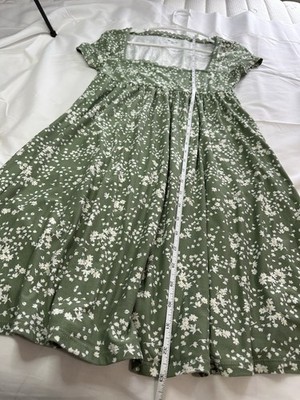 90s Style Babydoll Womens Green Floral Square Neck Cottagecore Dress Size  SMALL | eBay